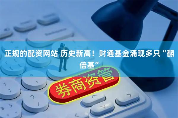 正规的配资网站 历史新高！财通基金涌现多只“翻倍基”